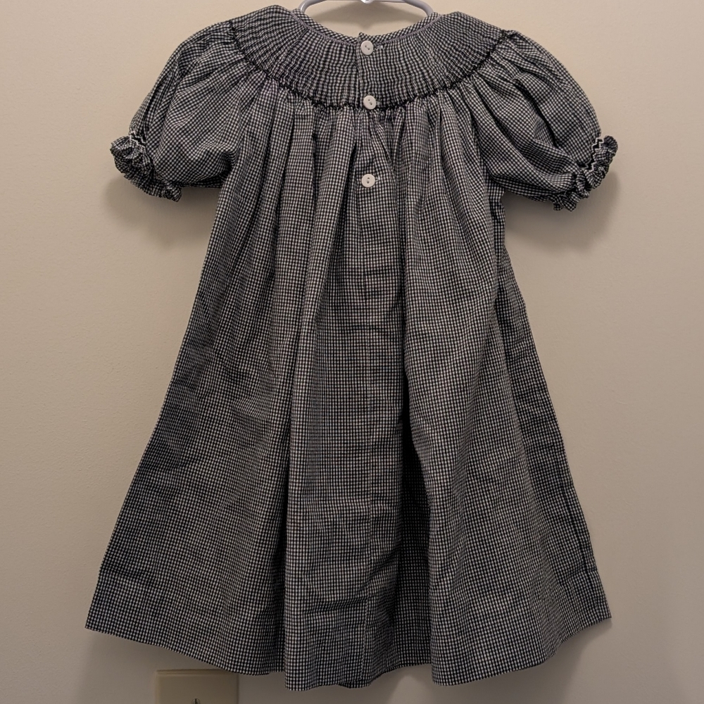 Chocolate Soup Embroidered Halloween Ghosts Black White Gingham Toddler Dress - Picture 2 of 10